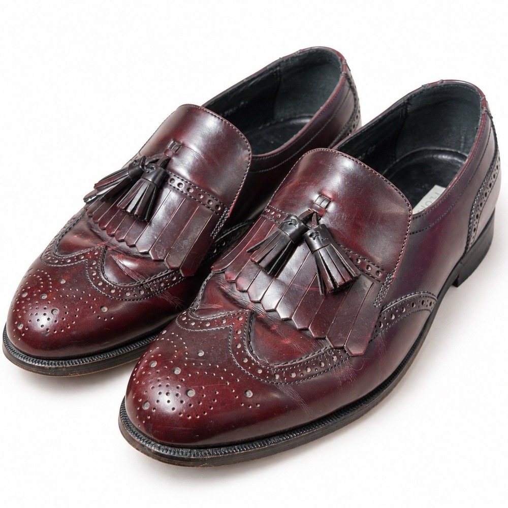 Florsheim Burgundy Loafers 9.5 D Lexington Kiltie Tassel Wingtip Loafer Shoes